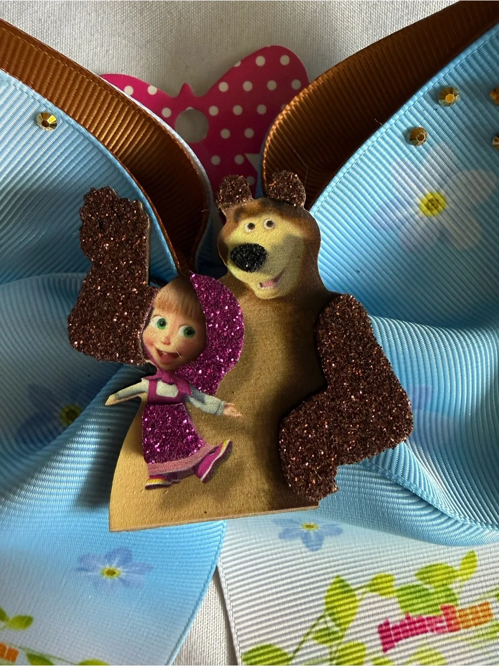 Masha and the Bear Light Blue Character Hair Bow for Kids Bow